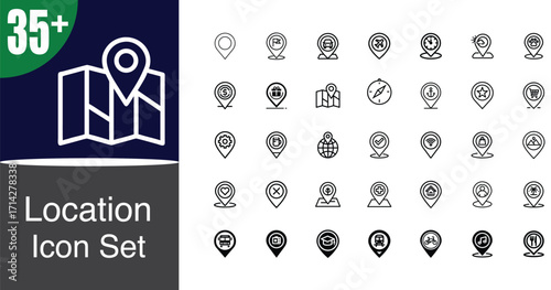 Diverse location pin icons set for navigation and travel graphics