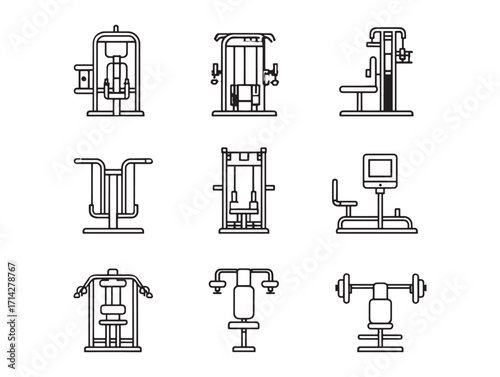 Rear delt machine workout training illustration