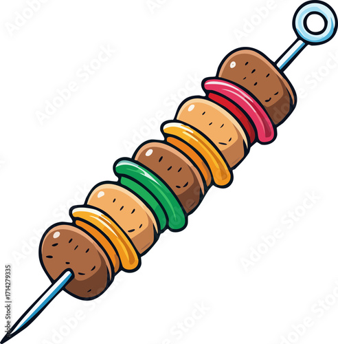 Kebab Skewer Vector Illustration of Grilled Food