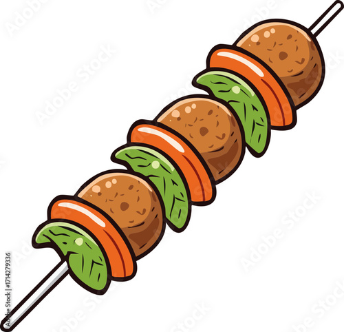 Kebab Skewer Vector Illustration of Grilled Food