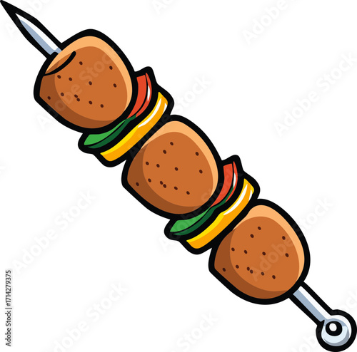 Kebab Skewer Vector Illustration of Grilled Food