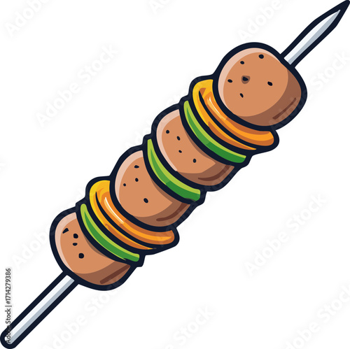Kebab Skewer Vector Illustration of Grilled Food