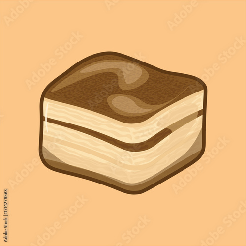 Illustration of tiramisu food a typical italian cake with cocoa powder and white cream