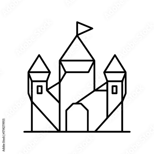 Line icon origami castle vector on a white background
Vector icon on a white background