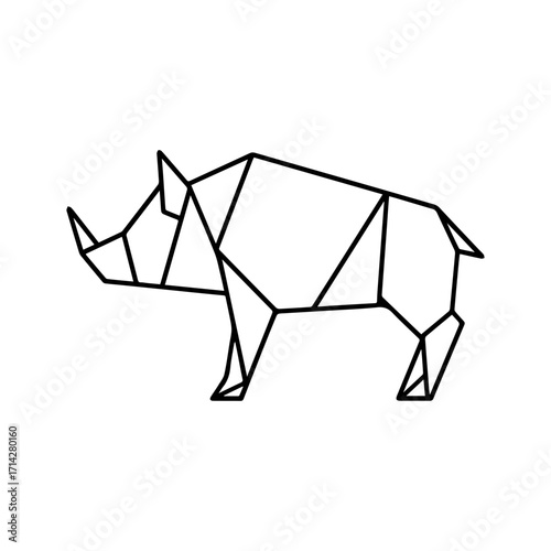 Line icon origami boar vector on a white background
Vector icon on a white background