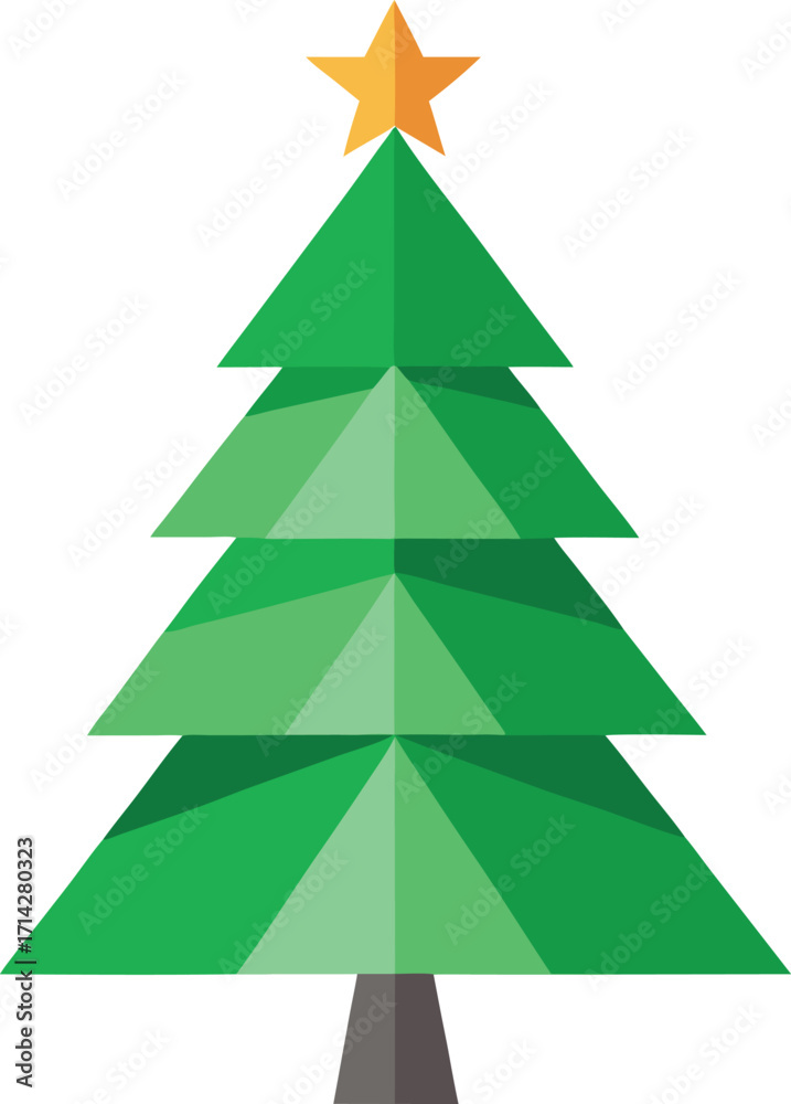 Obraz premium Minimalist Christmas tree made from recycled paper and green leaves vector