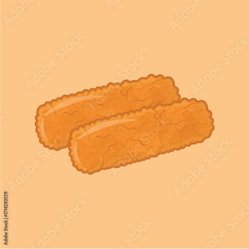Illustration of fried food with various fillings mozzarella sticks cheese sticks and other