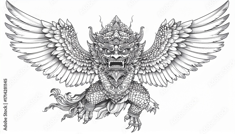 Obraz premium Intricate Balinese Mythical Garuda Illustration 