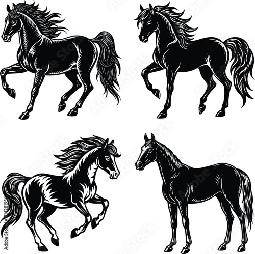 Beauty Horse Ranch Stable Stallion set Logo design
