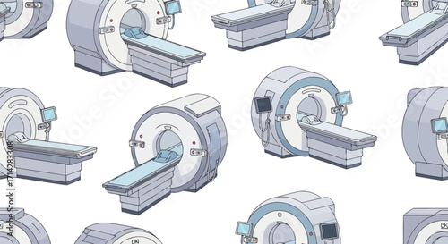 Seamless Pattern of MRI Machines for Medical Imaging and Diagnostic Purposes.
