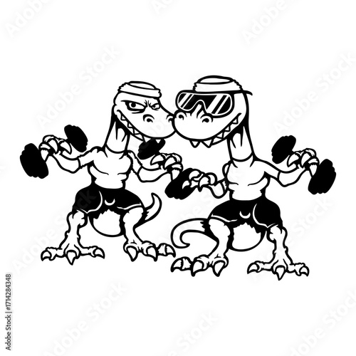 Wallpaper Mural 2 T-Rex Gym Bodybuilder Team Training Fitness Weights Muscles Dino Dinosaurs Torontodigital.ca