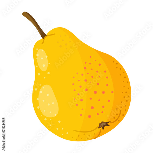 Ripe juicy yellow pear Fresh fruit. Modern flat style isolated on a transparent background. For healthy eating, blogs, fruit packaging, labels, eco friendly, social media, stickers, menus, posters,