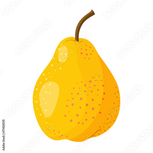 Ripe juicy yellow pear Fresh fruit. Modern flat style isolated on a transparent background. For healthy eating, blogs, fruit packaging, labels, eco friendly, social media, stickers, menus, posters,