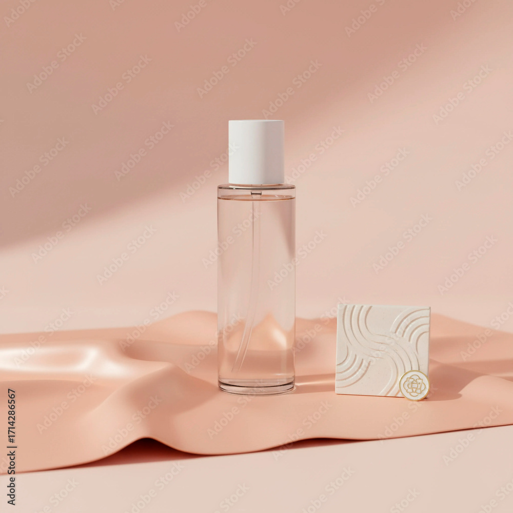 Naklejka premium Satin Fabric & Bottle