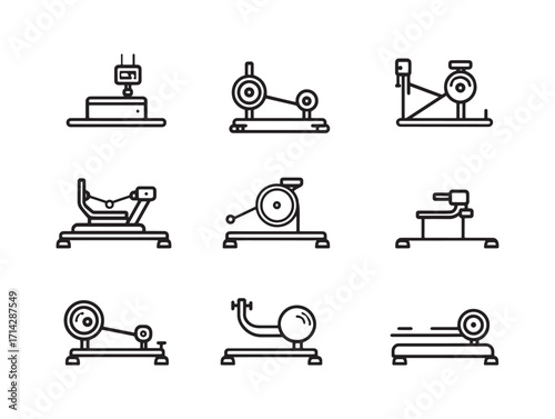 Rowing machine set modern line art