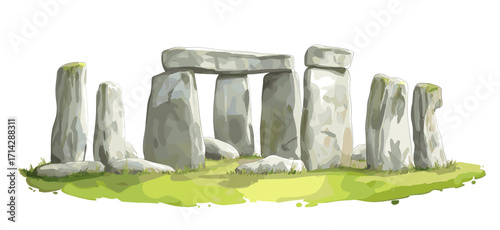 Stonehenge. Stonehenge watercolor vector illustration