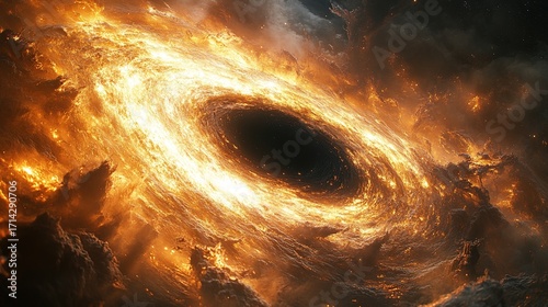 The primordial universe's birth, a singular point of infinite darkness emerging within the cosmic fireball's intense energy.
