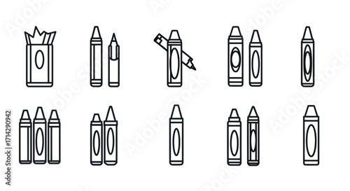 Collection of Crayon Icons: Various Packs and Single Crayons.