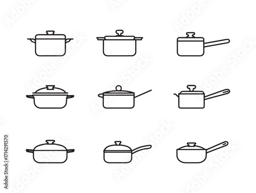 Saucepan modern cooking pot illustration set