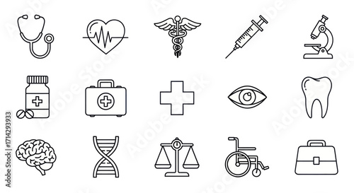 Medical and Healthcare Line Icon Set.
