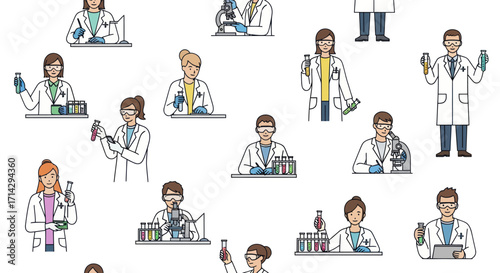 Diverse Scientists in Laboratory Settings Pattern Design.