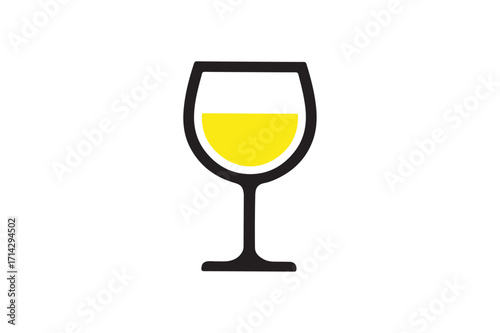 Wine Glass Logo Design white background.