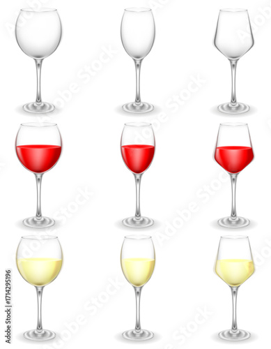 transparent glass for wine and low alcohol drinks cartoon stock vector illustration isolated on background