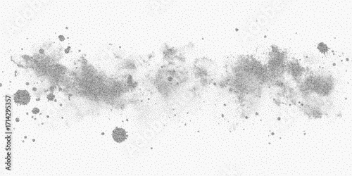 Stains and splashes. Monochrome stipple grain, dusty threshold fade and soft paper texture. Subtle splatter and scratch marks.