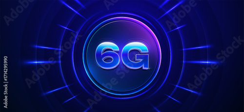 6G logo with glowing blue futuristic effect