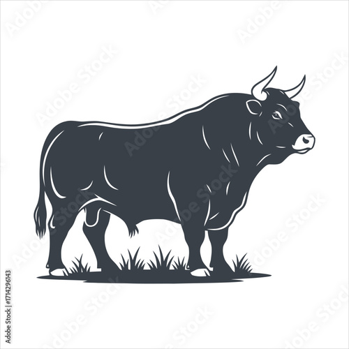 Majestic Bull Illustration Strong Animal Design for Graphic Projects with Power