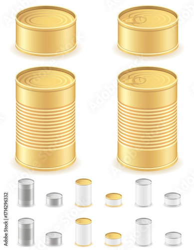 metal can for canned food cartoon stock vector illustration isolated on white background