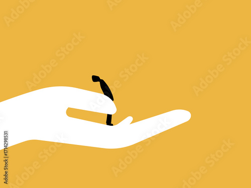 Entrepreneurs are supported by a hand to help them grow in the future