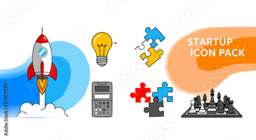 Startup Icon Pack: Launch, Idea, Strategy, Finance Icons