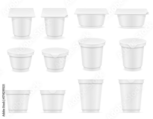 plastic container of yogurt cartoon stock vector illustration isolated on white background