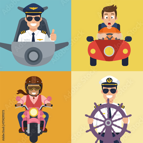 All kinds of people driving, vector illustration design