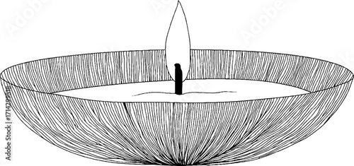 Minimalist candle design in black and white line art for japanese-inspired decor
