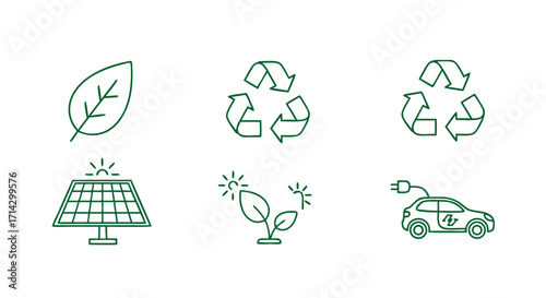 Green Energy & Eco Icons | Recycling, Solar, EV