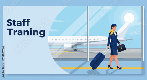 A horizontal banner suitable for a training flight attendant advertisement