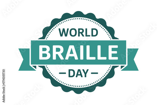 World Braille Day Badge Illustration Celebrating Accessibility and Literacy