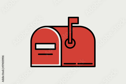 Classic Red Mailbox Icon Communication & Delivery Symbol