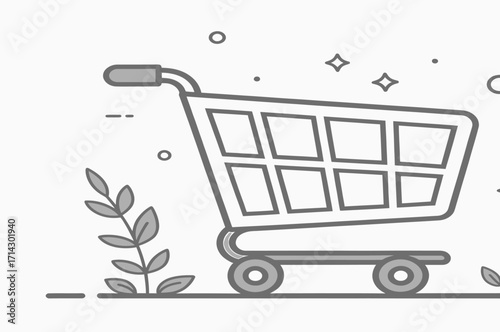 Minimalist shopping cart line icon. A simple vector illustration for e-commerce, retail, and online business concepts.