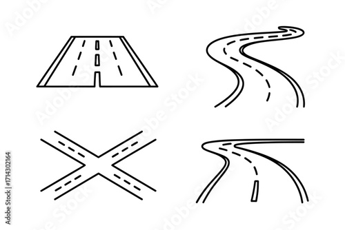 Road and Highway Icon Vector Illustration