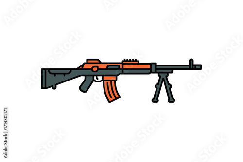Assault Rifle Icon - Military Gun Vector Illustration