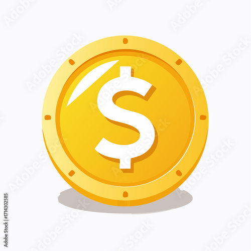 A golden coin illustration featuring a dollar sign, perfect for financial concepts