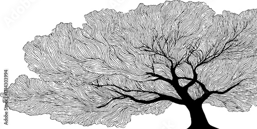 Abstract tree line art design in black and white for creative inspiration