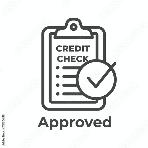 Credit Rating Icon with Approved Debt Risk after Underwriting and Score Check