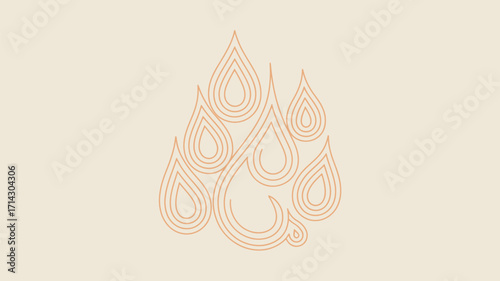 A stylized illustration of multiple teardrop shapes outlined in a light orange color on a beige background