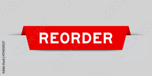 Red color inserted label with word reorder on gray background
