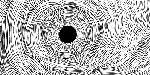 Abstract black and white line art with swirling pattern for minimalist design and print