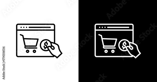 Online Shopping White Icon Set Design